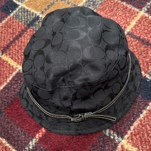 Ladies Coach Black Textured fabric Hat. Size m/l
